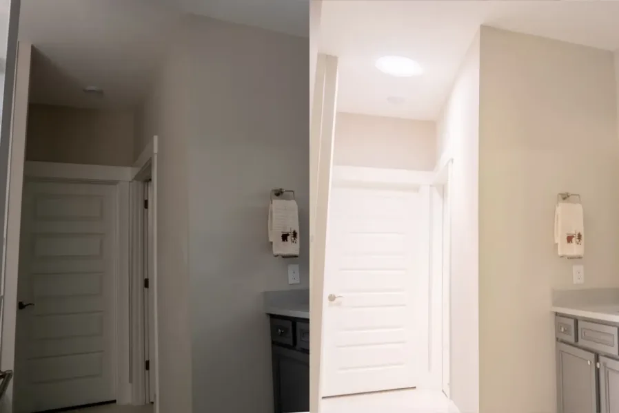 sun tunnels bathroom before and after